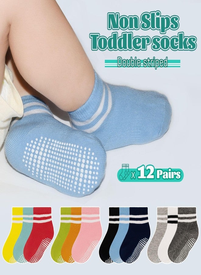 HYCLES 12 Pair Toddler Socks, Kid Non Slip Baby Socks with Grips for Boys/Girls 3-5T - Image 2